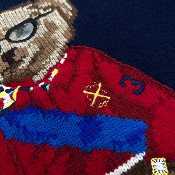 Polo Ralph Lauren Navy blue women's sweater with knight bear pattern - Picture 7 of 11